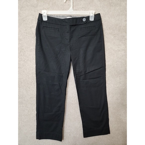 Ann Taylor Loft Pants - Ann Taylor Loft Marisa Ankle Pants Womens 6 Black Straight Leg Cotton Stretch